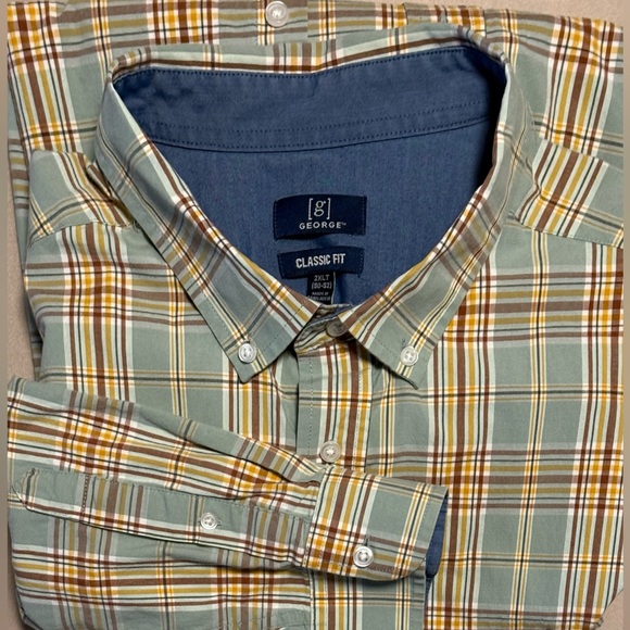 George Men's Classic Fit Casual Plaid Shirt 2XL (50-52) - Picture 3 of 5